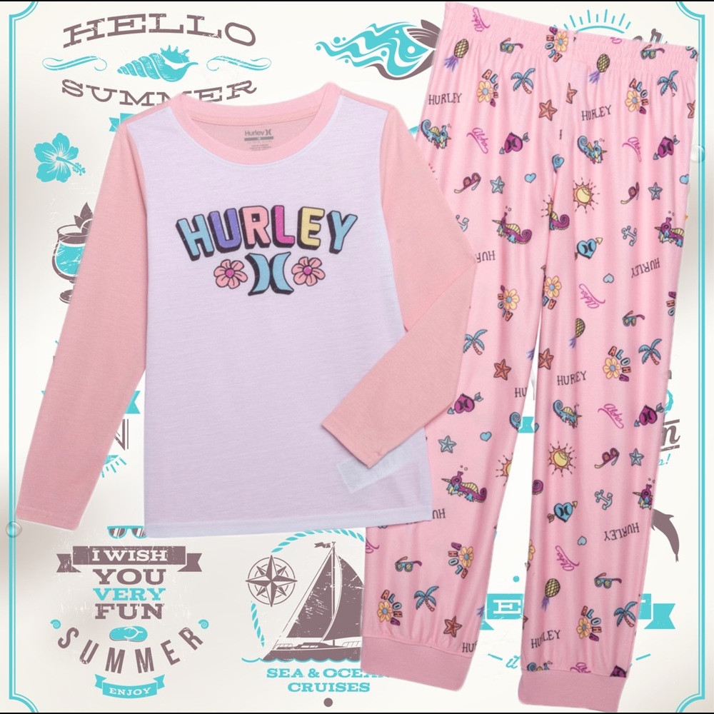 Girls Hurley Beach Nautical Theme Pajama Set